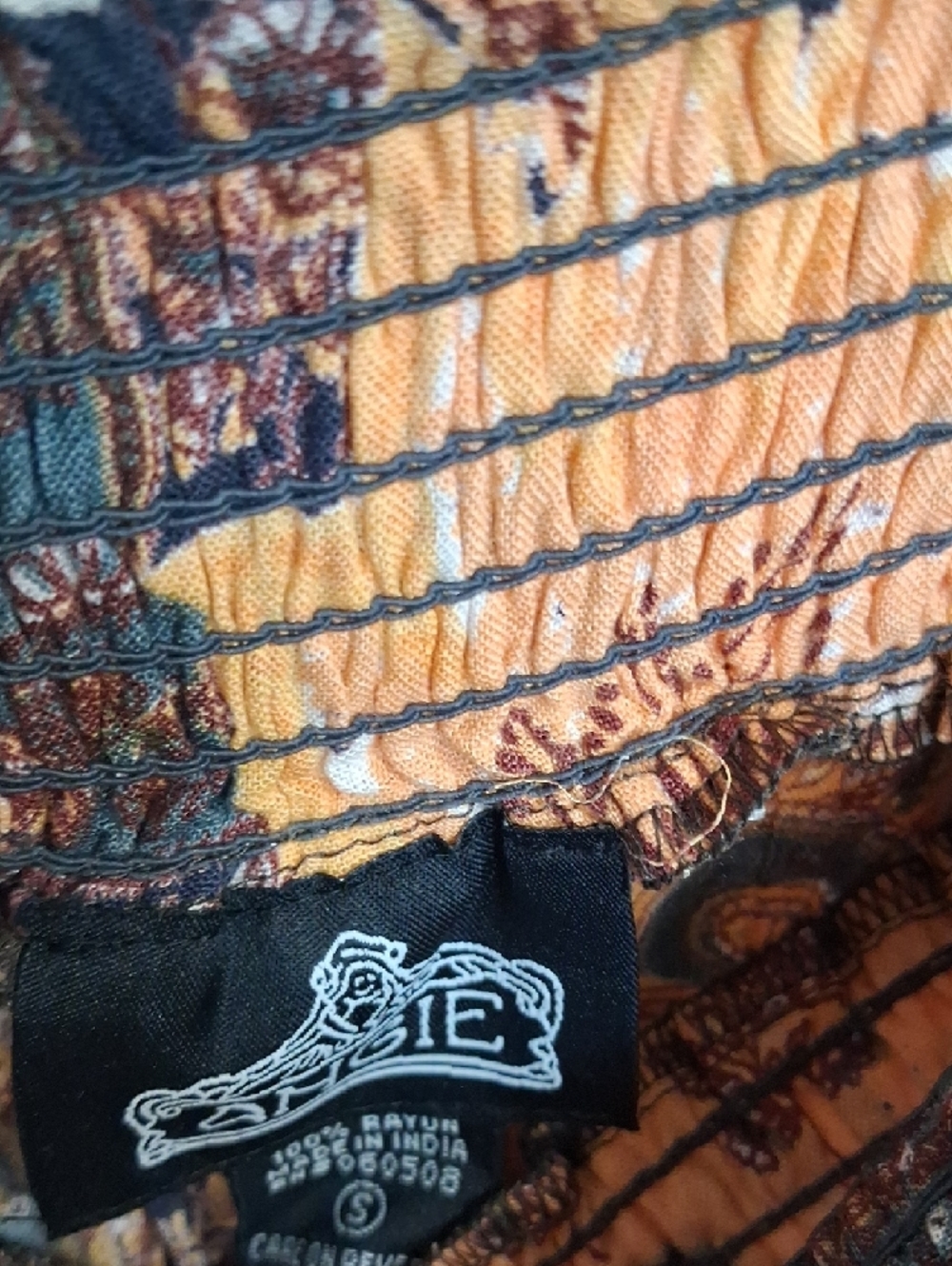 Angie Mustard and Black Patchwork Boho Wide-Leg Pants - Picture 2 of 7